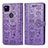 Leather Case Stands Fashionable Pattern Flip Cover Holder S03D for Google Pixel 4a Purple