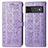 Leather Case Stands Fashionable Pattern Flip Cover Holder S03D for Google Pixel 6 5G Purple