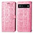 Leather Case Stands Fashionable Pattern Flip Cover Holder S03D for Google Pixel 6a 5G Pink