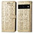 Leather Case Stands Fashionable Pattern Flip Cover Holder S03D for Google Pixel 7 Pro 5G Gold