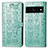 Leather Case Stands Fashionable Pattern Flip Cover Holder S03D for Google Pixel 7 Pro 5G Green