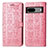 Leather Case Stands Fashionable Pattern Flip Cover Holder S03D for Google Pixel 7a 5G Pink