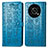 Leather Case Stands Fashionable Pattern Flip Cover Holder S03D for Huawei Enjoy 50 Pro Blue