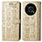 Leather Case Stands Fashionable Pattern Flip Cover Holder S03D for Huawei Enjoy 50 Pro Gold