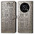 Leather Case Stands Fashionable Pattern Flip Cover Holder S03D for Huawei Enjoy 50 Pro Gray