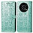 Leather Case Stands Fashionable Pattern Flip Cover Holder S03D for Huawei Enjoy 50 Pro Green