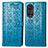 Leather Case Stands Fashionable Pattern Flip Cover Holder S03D for Huawei Honor 50 5G Blue