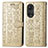 Leather Case Stands Fashionable Pattern Flip Cover Holder S03D for Huawei Honor 50 5G Gold