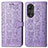 Leather Case Stands Fashionable Pattern Flip Cover Holder S03D for Huawei Honor 50 5G Purple