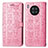 Leather Case Stands Fashionable Pattern Flip Cover Holder S03D for Huawei Honor 50 Lite Pink