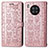 Leather Case Stands Fashionable Pattern Flip Cover Holder S03D for Huawei Honor 50 Lite Rose Gold