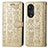 Leather Case Stands Fashionable Pattern Flip Cover Holder S03D for Huawei Honor 50 Pro 5G Gold