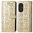 Leather Case Stands Fashionable Pattern Flip Cover Holder S03D for Huawei Honor 50 SE 5G Gold