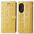 Leather Case Stands Fashionable Pattern Flip Cover Holder S03D for Huawei Honor 50 SE 5G Yellow