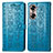 Leather Case Stands Fashionable Pattern Flip Cover Holder S03D for Huawei Honor 60 5G Blue