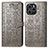 Leather Case Stands Fashionable Pattern Flip Cover Holder S03D for Huawei Honor 60 SE 5G Gray