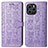 Leather Case Stands Fashionable Pattern Flip Cover Holder S03D for Huawei Honor 60 SE 5G Purple