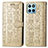 Leather Case Stands Fashionable Pattern Flip Cover Holder S03D for Huawei Honor 70 Lite 5G Gold