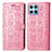 Leather Case Stands Fashionable Pattern Flip Cover Holder S03D for Huawei Honor 70 Lite 5G Pink