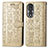 Leather Case Stands Fashionable Pattern Flip Cover Holder S03D for Huawei Honor 80 5G Gold