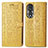 Leather Case Stands Fashionable Pattern Flip Cover Holder S03D for Huawei Honor 80 5G Yellow