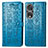 Leather Case Stands Fashionable Pattern Flip Cover Holder S03D for Huawei Honor 80 Pro 5G Blue