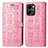 Leather Case Stands Fashionable Pattern Flip Cover Holder S03D for Huawei Honor 80 SE 5G Pink