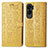 Leather Case Stands Fashionable Pattern Flip Cover Holder S03D for Huawei Honor 90 Lite 5G Yellow