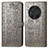 Leather Case Stands Fashionable Pattern Flip Cover Holder S03D for Huawei Honor Magic3 5G Gray