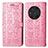 Leather Case Stands Fashionable Pattern Flip Cover Holder S03D for Huawei Honor Magic3 5G Pink