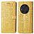 Leather Case Stands Fashionable Pattern Flip Cover Holder S03D for Huawei Honor Magic3 5G Yellow