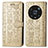 Leather Case Stands Fashionable Pattern Flip Cover Holder S03D for Huawei Honor Magic4 Pro 5G Gold