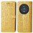 Leather Case Stands Fashionable Pattern Flip Cover Holder S03D for Huawei Honor Magic5 5G Yellow