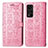 Leather Case Stands Fashionable Pattern Flip Cover Holder S03D for Huawei Honor V40 5G Pink