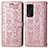 Leather Case Stands Fashionable Pattern Flip Cover Holder S03D for Huawei Honor V40 5G Rose Gold