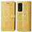 Leather Case Stands Fashionable Pattern Flip Cover Holder S03D for Huawei Honor V40 5G Yellow