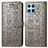 Leather Case Stands Fashionable Pattern Flip Cover Holder S03D for Huawei Honor X6 5G Gray