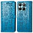 Leather Case Stands Fashionable Pattern Flip Cover Holder S03D for Huawei Honor X6a Blue