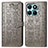 Leather Case Stands Fashionable Pattern Flip Cover Holder S03D for Huawei Honor X6a Gray