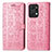 Leather Case Stands Fashionable Pattern Flip Cover Holder S03D for Huawei Honor X7a Pink