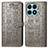 Leather Case Stands Fashionable Pattern Flip Cover Holder S03D for Huawei Honor X8a 4G Gray