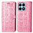 Leather Case Stands Fashionable Pattern Flip Cover Holder S03D for Huawei Honor X8a 4G Pink