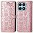 Leather Case Stands Fashionable Pattern Flip Cover Holder S03D for Huawei Honor X8a 4G Rose Gold