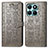 Leather Case Stands Fashionable Pattern Flip Cover Holder S03D for Huawei Honor X8b Gray