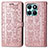 Leather Case Stands Fashionable Pattern Flip Cover Holder S03D for Huawei Honor X8b Rose Gold