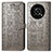 Leather Case Stands Fashionable Pattern Flip Cover Holder S03D for Huawei Honor X9 5G Gray