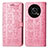 Leather Case Stands Fashionable Pattern Flip Cover Holder S03D for Huawei Honor X9 5G Pink