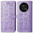 Leather Case Stands Fashionable Pattern Flip Cover Holder S03D for Huawei Honor X9 5G Purple