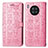 Leather Case Stands Fashionable Pattern Flip Cover Holder S03D for Huawei Nova 8i Pink