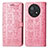 Leather Case Stands Fashionable Pattern Flip Cover Holder S03D for Huawei Nova Y91 Pink